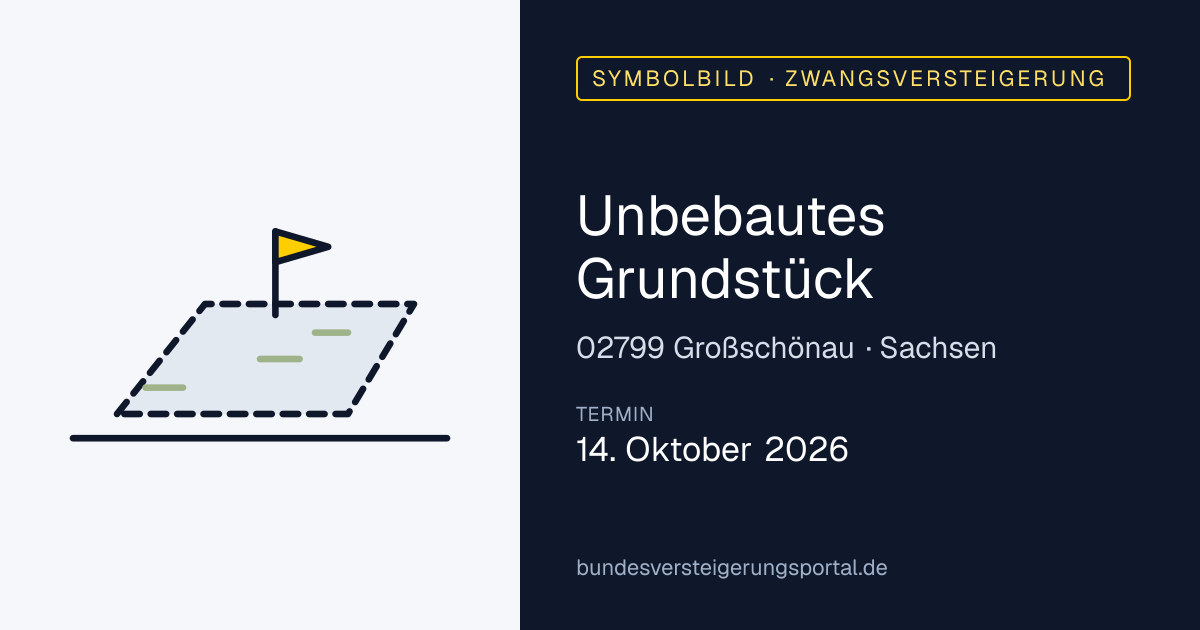 Symbolbild: Unbebautes Grundstück in Großschönau — Zwangsversteigerung, kein Foto des Objekts