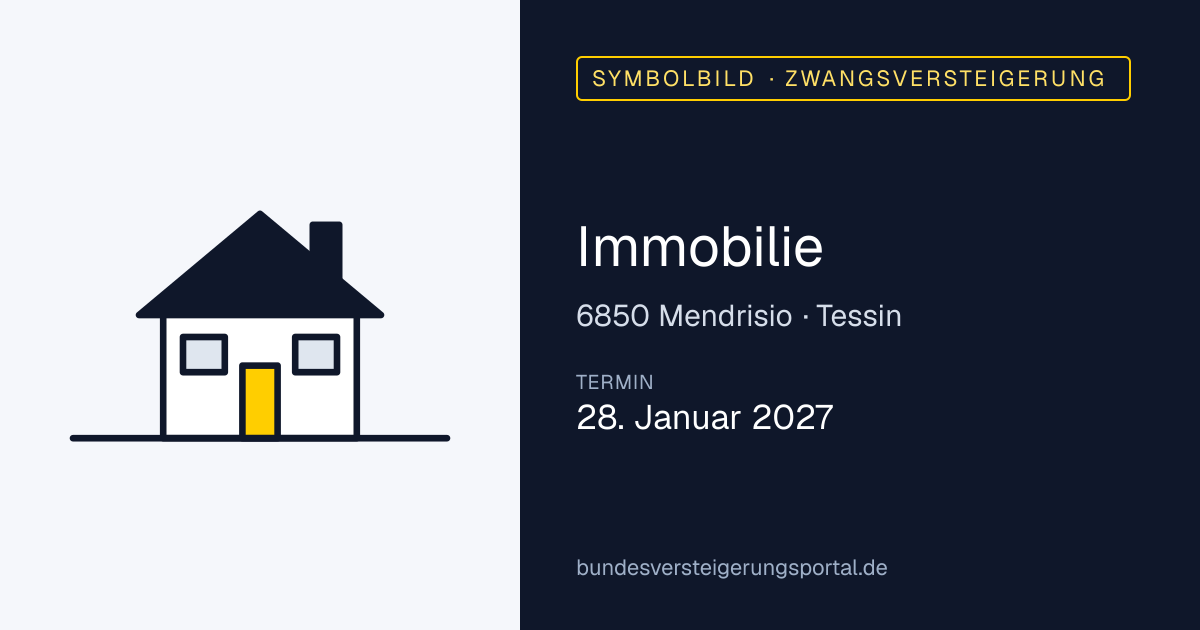 Symbolbild: Immobilie in Mendrisio — Zwangsversteigerung, kein Foto des Objekts