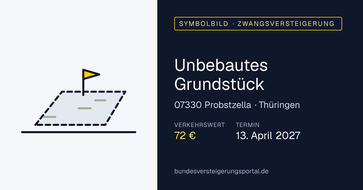 Symbolbild: Unbebautes Grundstück in Probstzella — Zwangsversteigerung, kein Foto des Objekts