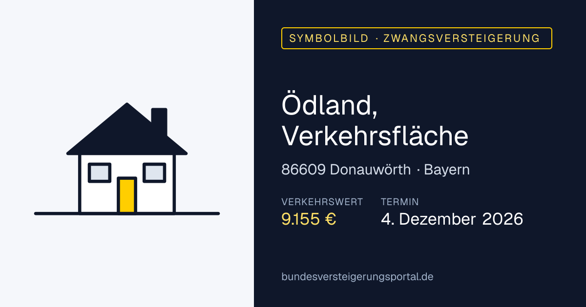 Symbolbild: Ödland, Verkehrsfläche in Donauwörth — Zwangsversteigerung, kein Foto des Objekts