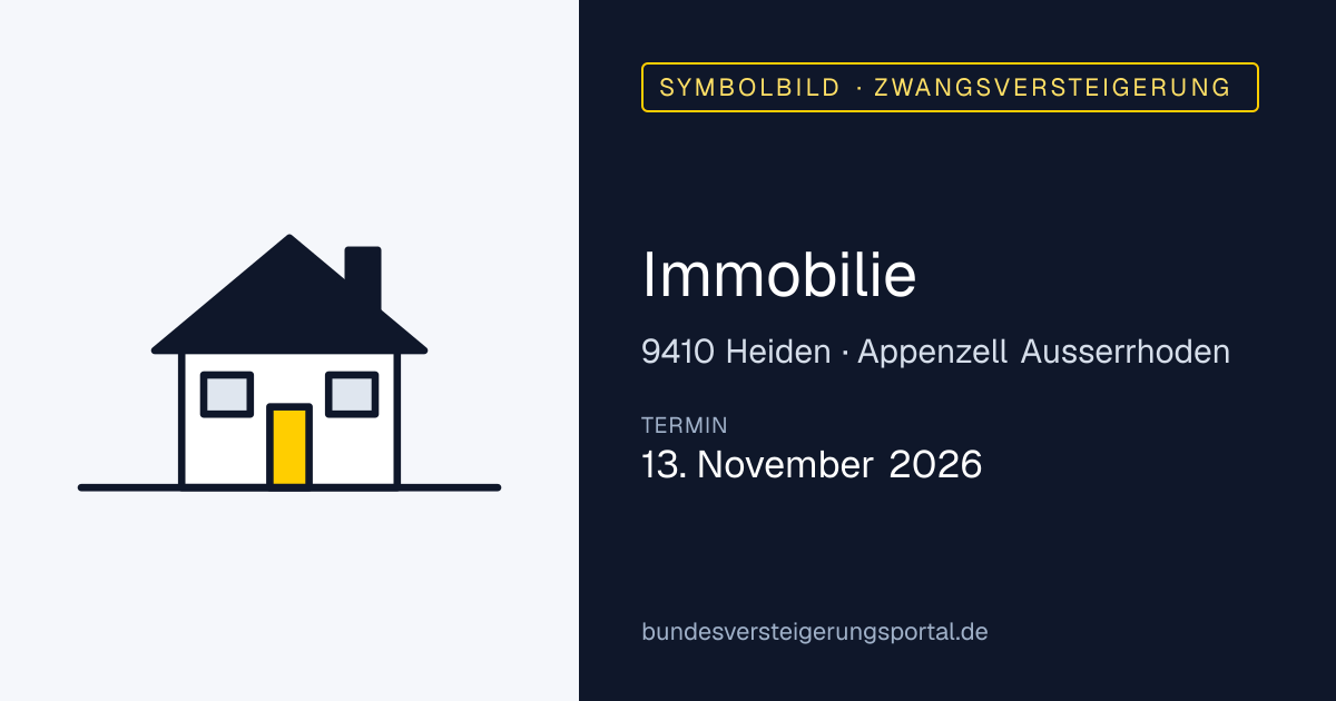Symbolbild: Immobilie in Heiden — Zwangsversteigerung, kein Foto des Objekts