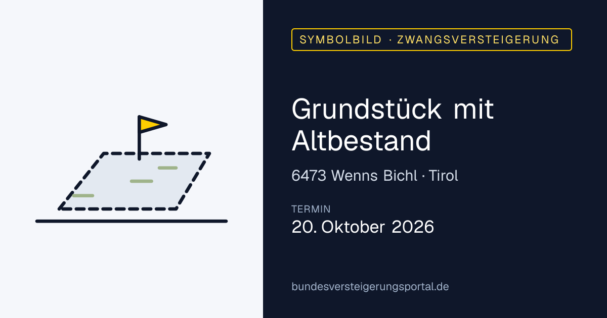 Symbolbild: Grundstück mit Altbestand in Wenns Bichl — Zwangsversteigerung, kein Foto des Objekts
