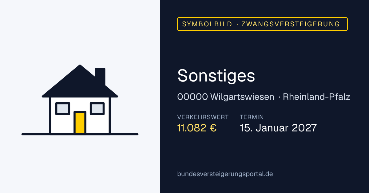 Symbolbild: Sonstiges in Wilgartswiesen — Zwangsversteigerung, kein Foto des Objekts